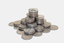 Financial Pyramid Of Five Roubles Coins Stock Photography Financial Pyramid Of Five Roubles Coins Stock Photography