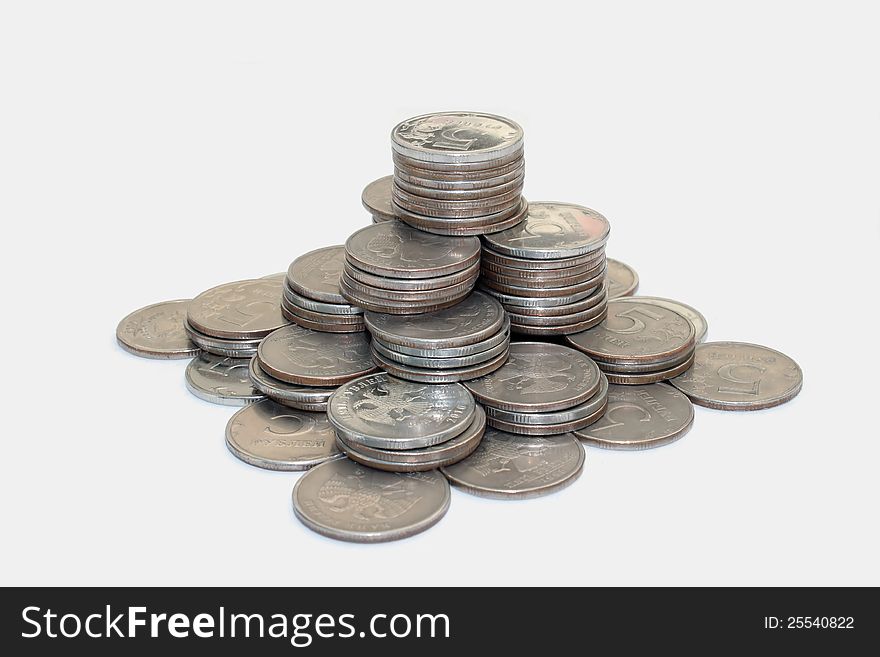 Pyramid of ten roubles coins. Pyramid of ten roubles coins