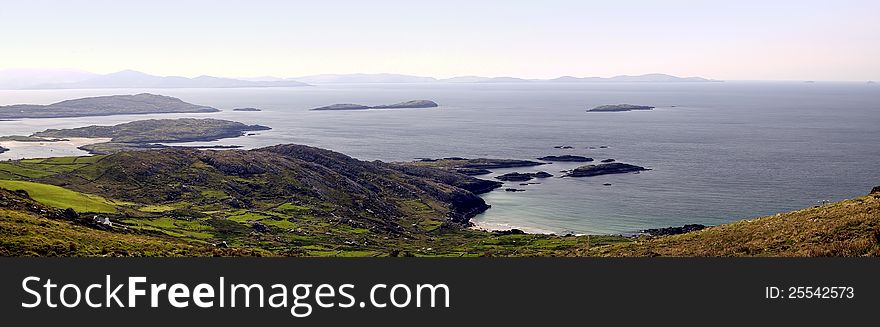 Morning landscape near Coomatloukane, Ireland. Atlantic coastline at County Kerry