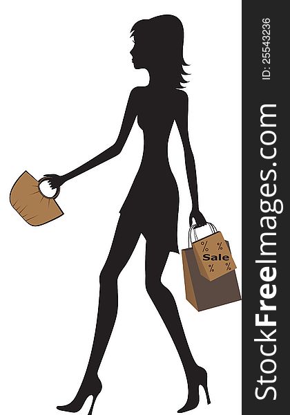 Illustration of fashionable women shopping.