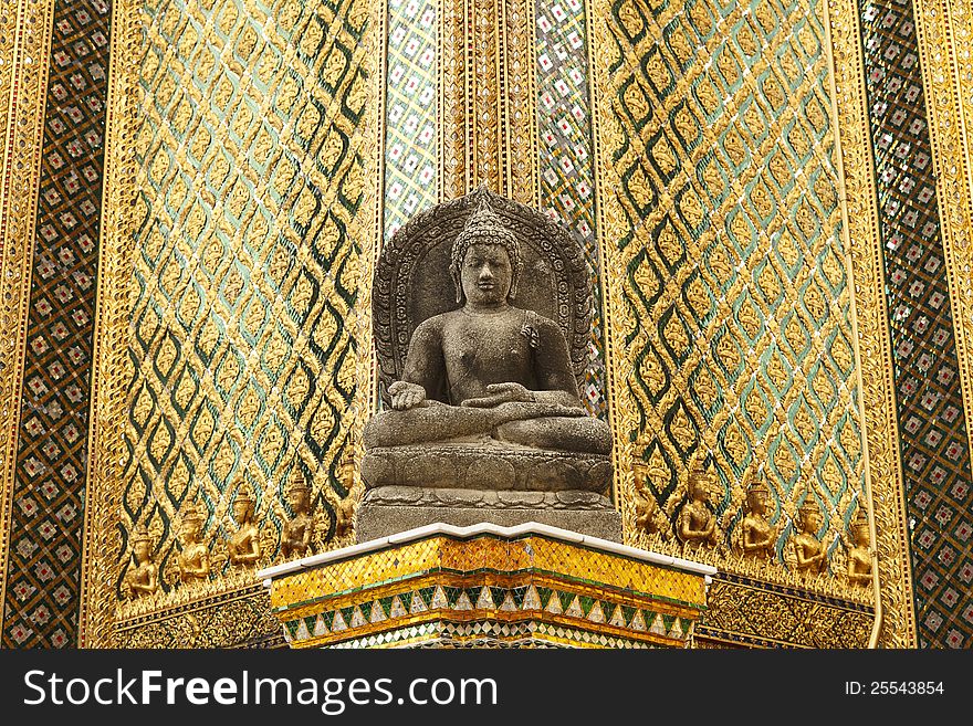 Buddha statue carved from sandstone. Buddha statue carved from sandstone