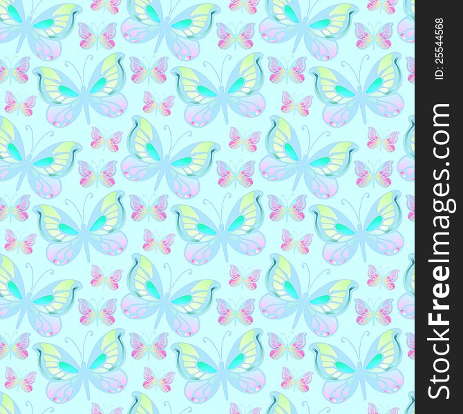 Seamless / endless tile with butterflies in light colours. Seamless / endless tile with butterflies in light colours