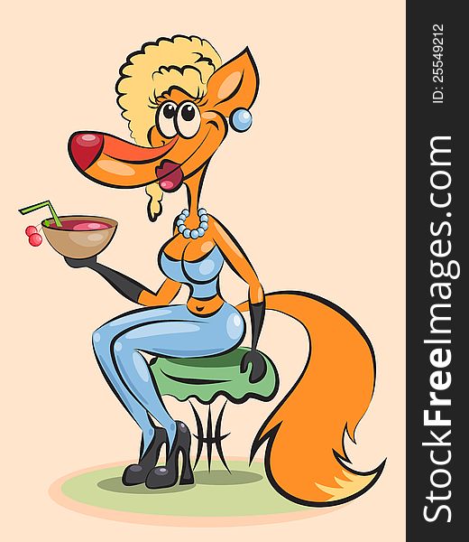 Lady Fox with a cocktail