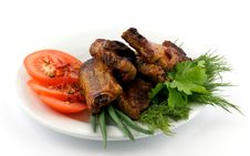 Barbecued Pork Ribs On White Plate Stock Photography Barbecued Pork Ribs On White Plate Stock Photography