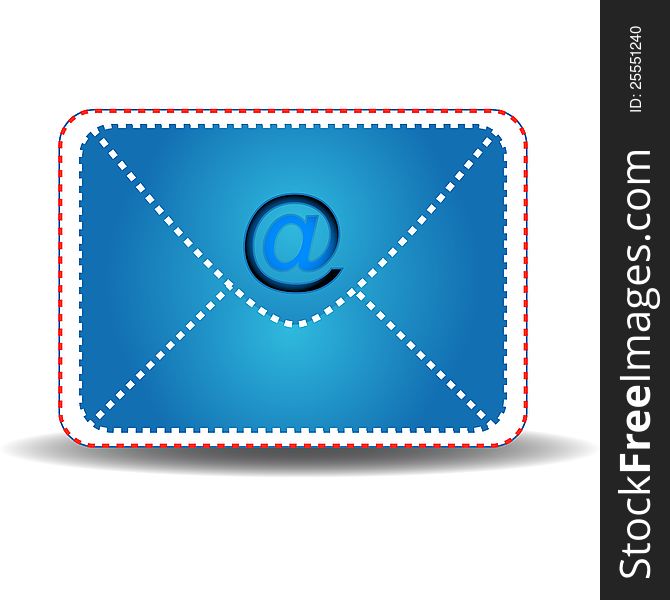 The letter with blue symbol on a white background
