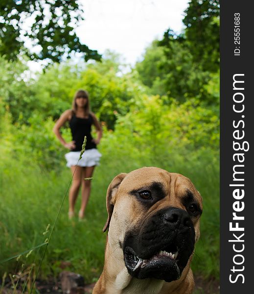 Young girl with her dog