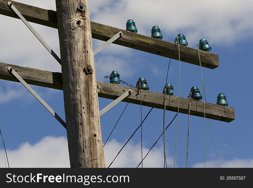 Old Telegraph Wires Dangling From Pole