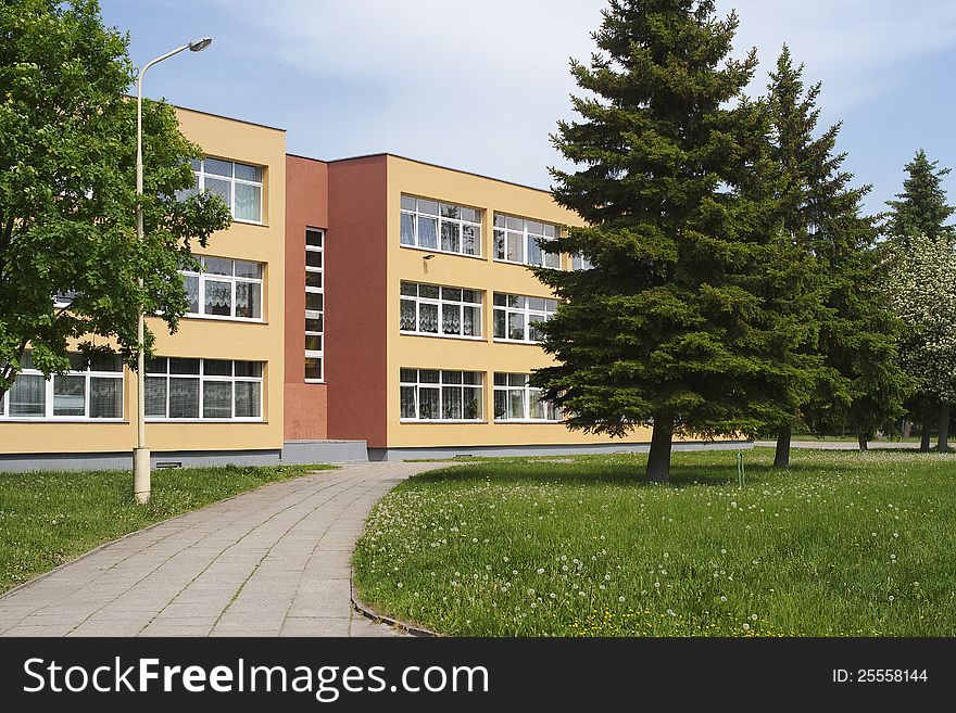 Exterior view of public school. Exterior view of public school