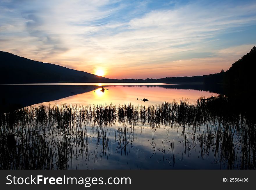 Sunrise at Locust Lake State Park,Schuylkill County,Pennsylvania,USA.