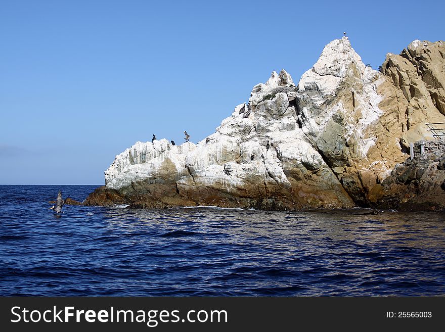 California Catalina Island Pelican Rock at the edge of the bay near lovers cove in Avalon. California Catalina Island Pelican Rock at the edge of the bay near lovers cove in Avalon.