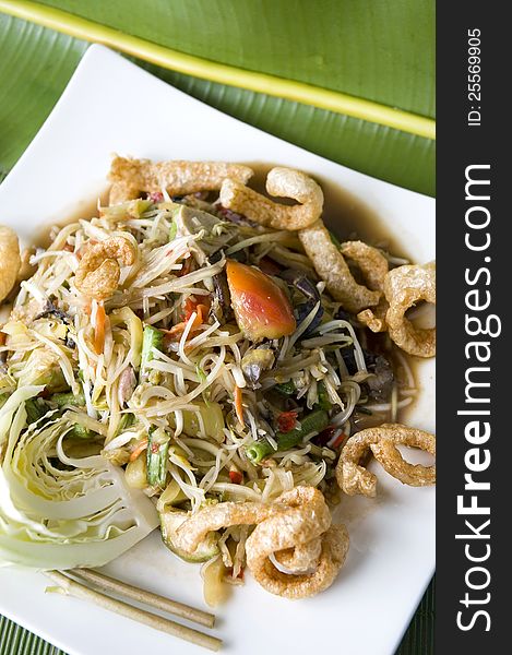 Mixed spicy papaya salad Somtam