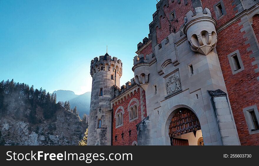 Neuschwanstein Fairytale Castle in the mountains of Germany