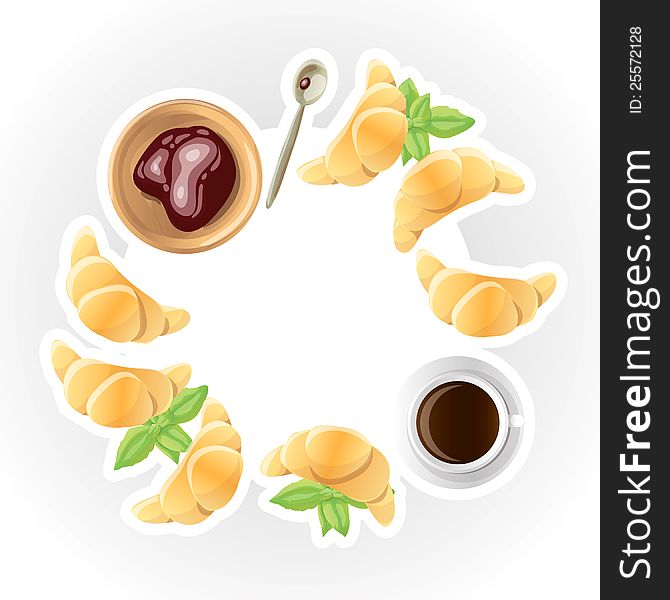 Vector background with food and coffee for card and invitation. Vector background with food and coffee for card and invitation