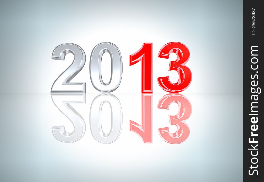 New Year inscription 2013 with a reflection. There is a clipping path. New Year inscription 2013 with a reflection. There is a clipping path
