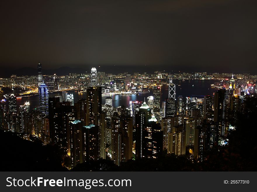 Hong kong night view at tai ping shan