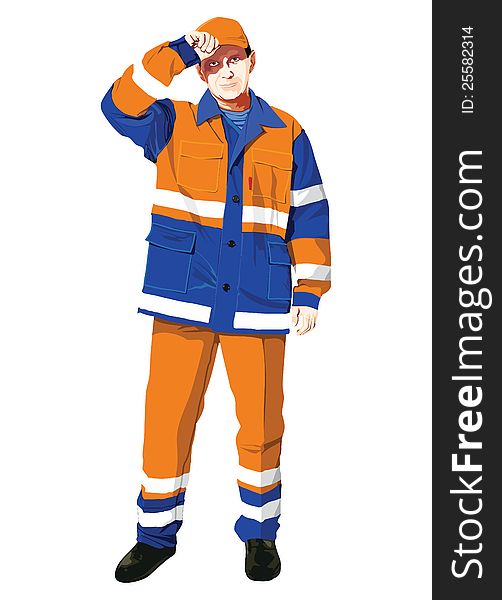 Vector illustration of a worker isolated on white