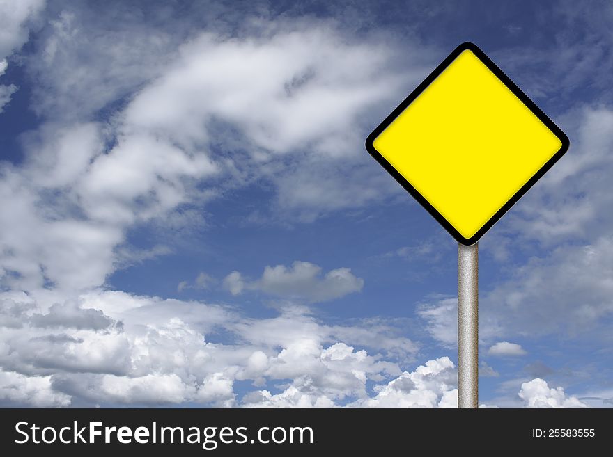 Traffic sign on blue sky with cloud