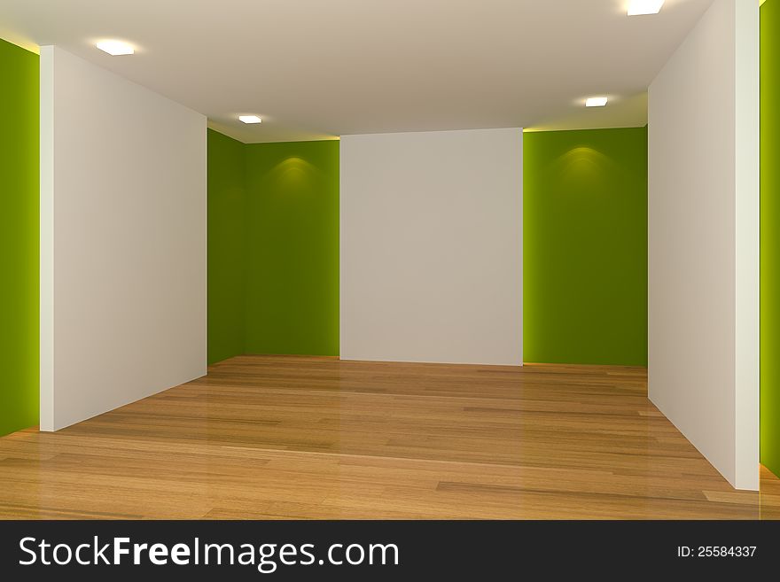 Green empty room