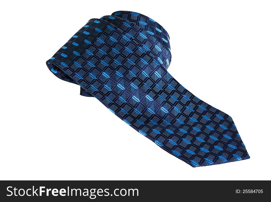 Blue  necktie on a white background
