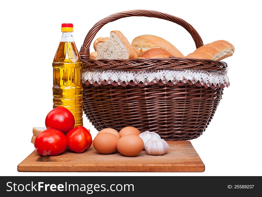 Set Of Bakery Products On White