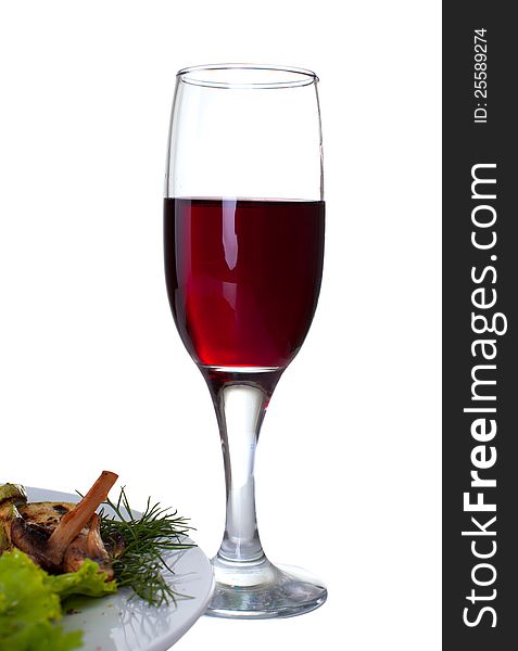 Red wine wineglass isolated on white