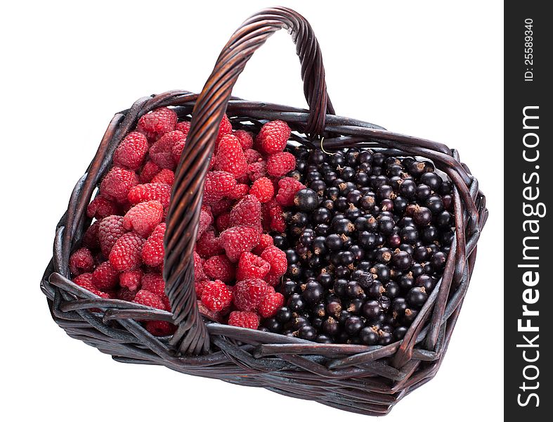 Currants And Raspberries In A Basket