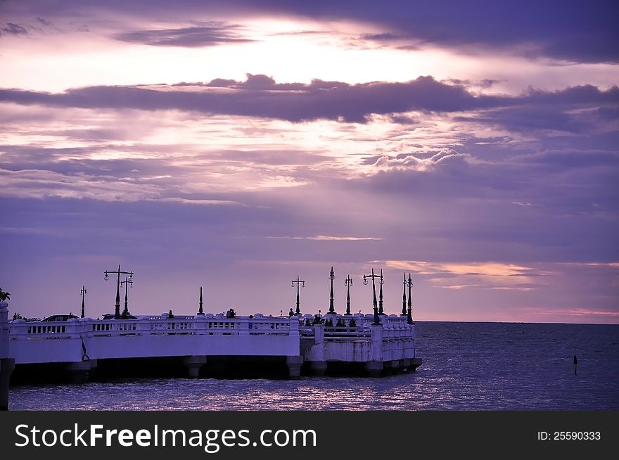 Dusk at sea viewpoint, Lamtan cape, Bansaen Cholburi Thailand