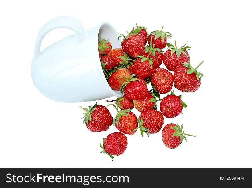 A cup of strawberry isolated on white