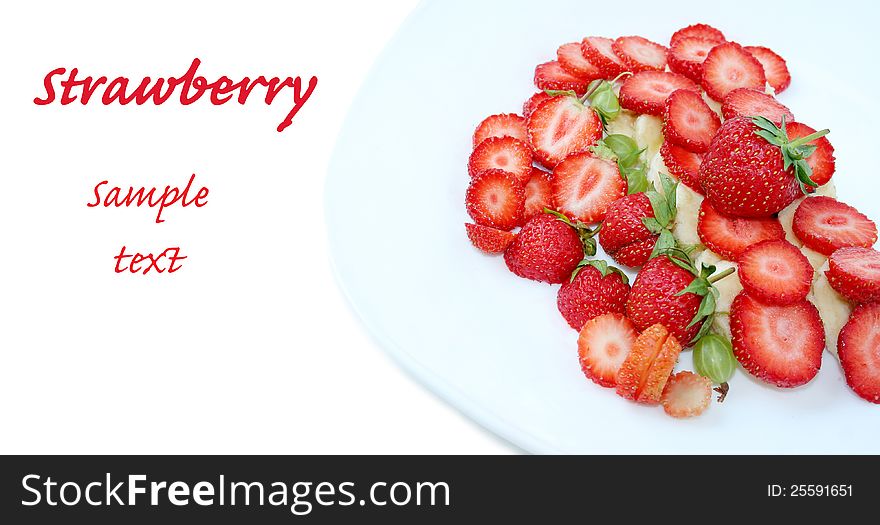 Fresh strawberry isolated on white. Strawberry desert. Fresh strawberry isolated on white. Strawberry desert