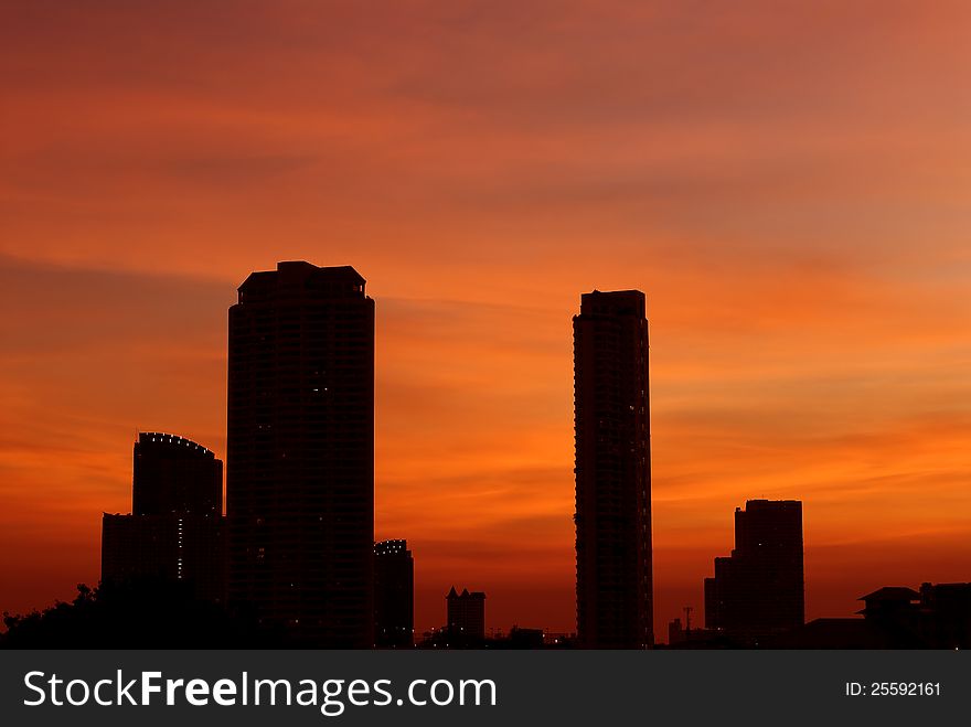 Building's silhouettes of a city. Building's silhouettes of a city