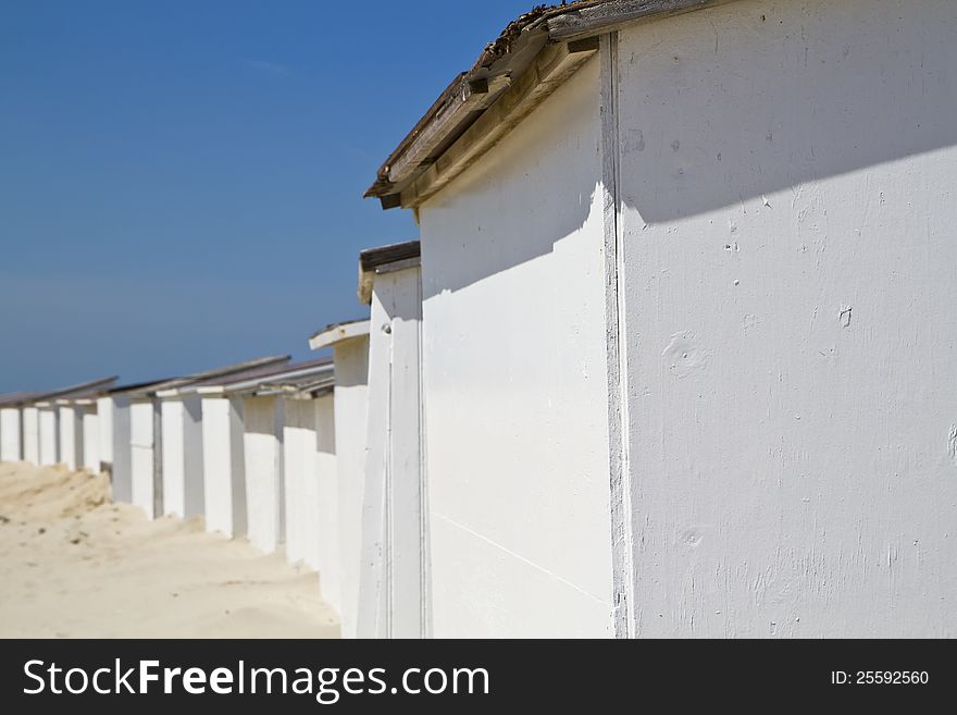 Beach Landscape with wooden beach huts