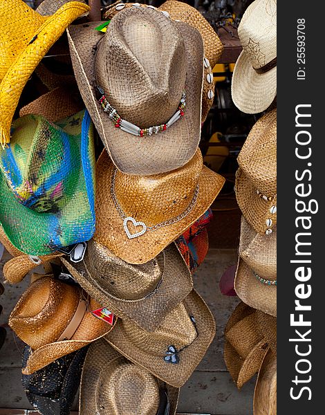 Variety of cow boys hats with decorations