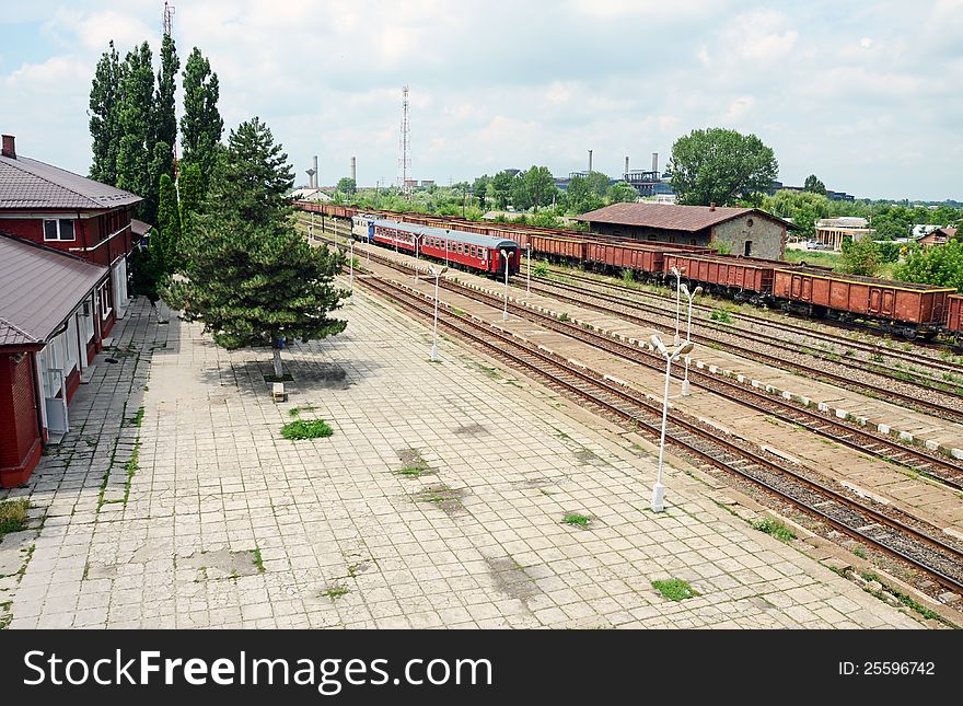 Train station Titu - a city at 50 km far from Bucharest in Romania, which is an inportant knot of train traffic. Train station Titu - a city at 50 km far from Bucharest in Romania, which is an inportant knot of train traffic