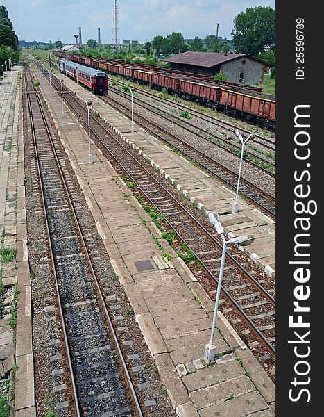 Train station Titu - a city at 50 km far from Bucharest in Romania, which is an inportant knot of train traffic. Train station Titu - a city at 50 km far from Bucharest in Romania, which is an inportant knot of train traffic