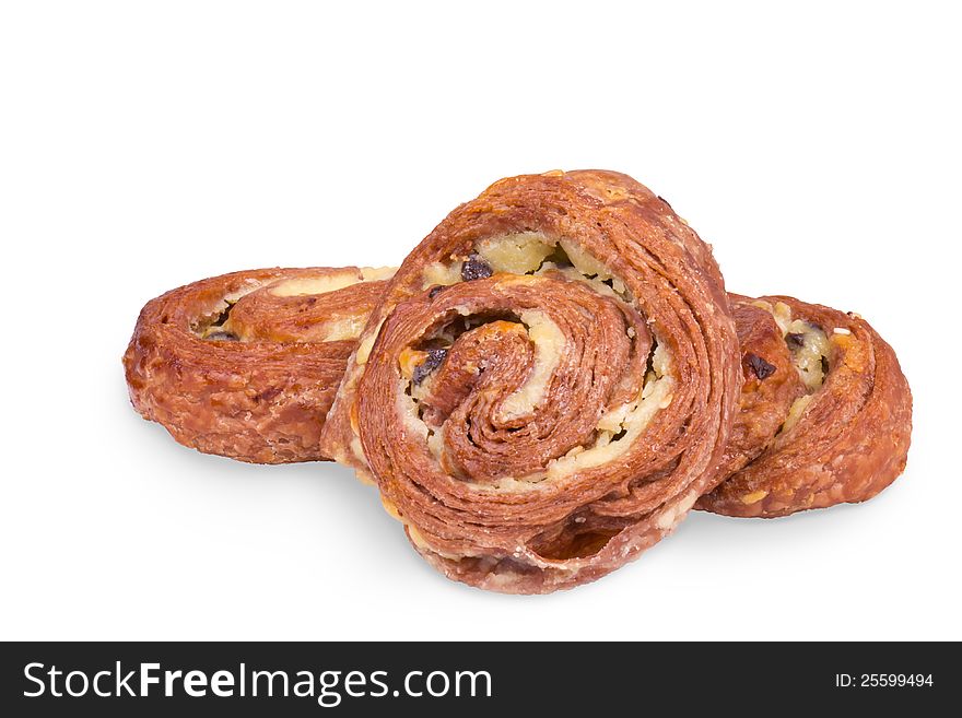 Cookies with chocolate drops isolated on white background