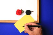 Whiteboard With Yellow Note Royalty Free Stock Photos