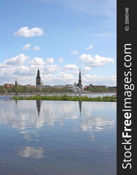 Old City and riverbank view (Riga, Latvia)