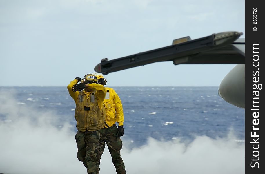 Sailors On Flight Deck