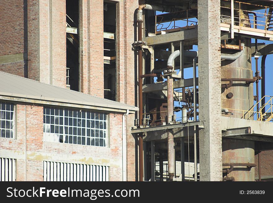 Close up detail on industrial factory building.