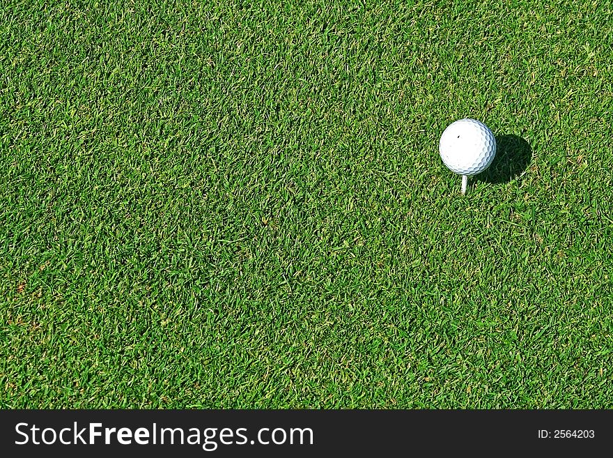 White Golf Ball on Tee ready to be hit. Good sports background. White Golf Ball on Tee ready to be hit. Good sports background.