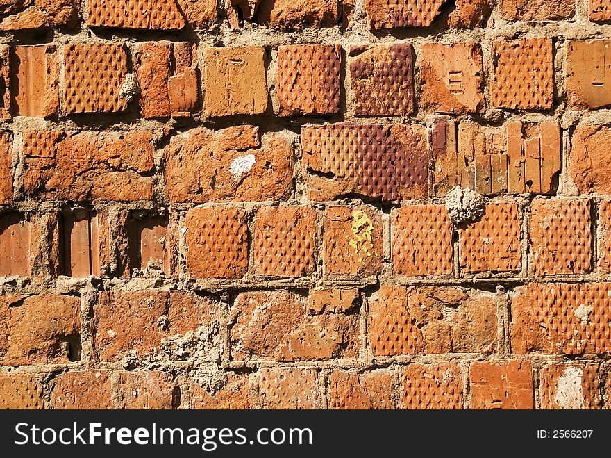 Old red brick wall texture