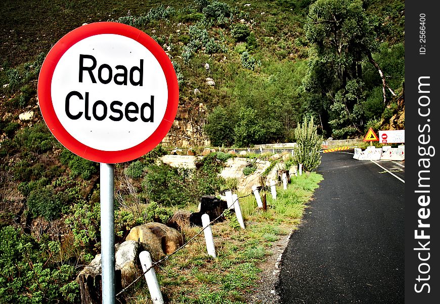 Landscape photo of a rural road closure. Landscape photo of a rural road closure.