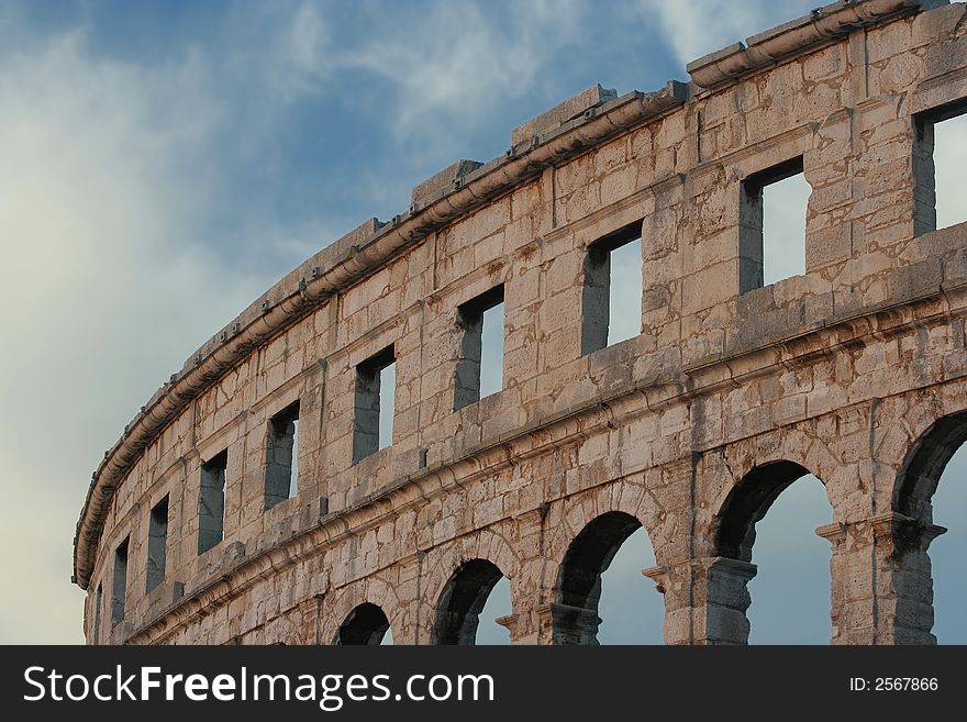 Detail of a Roman Amphitheater. Picture taken in Pula, Croatia