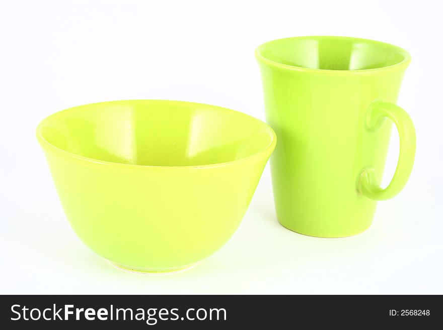 Some colored cups and dishes details. Some colored cups and dishes details