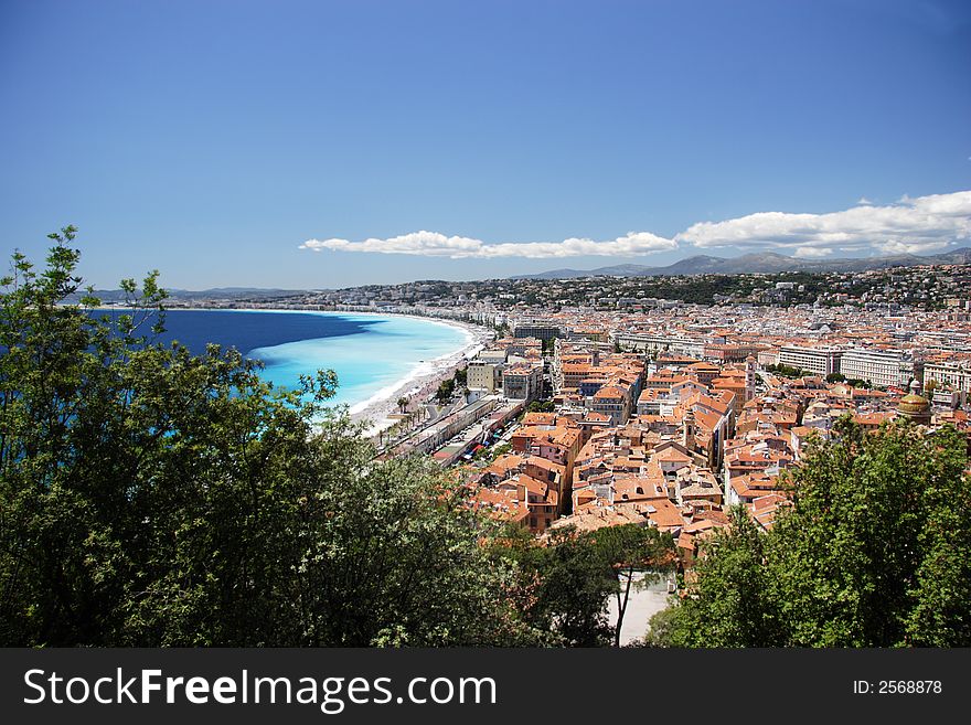 Nice town through the trees, Nice, France