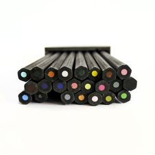 Stacked Color Pencils Close Up Shot Stock Photography