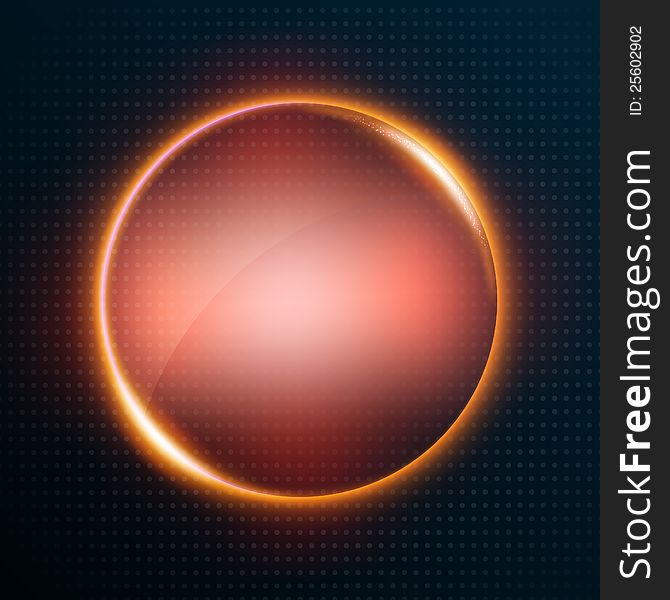 Orange glowing circle on a dark background. Orange glowing circle on a dark background