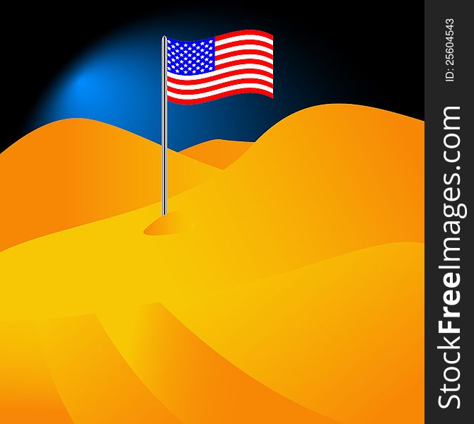 The American flag in the desert in abstract style