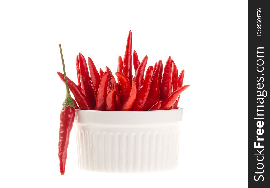 Red chili peppers in a bowl