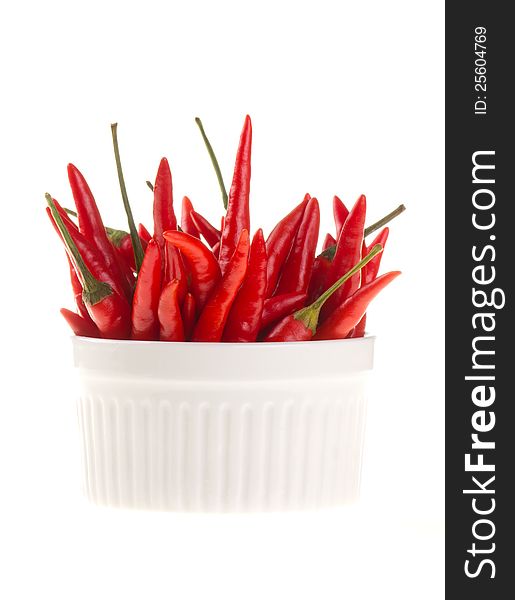 Red chili peppers in a bowl